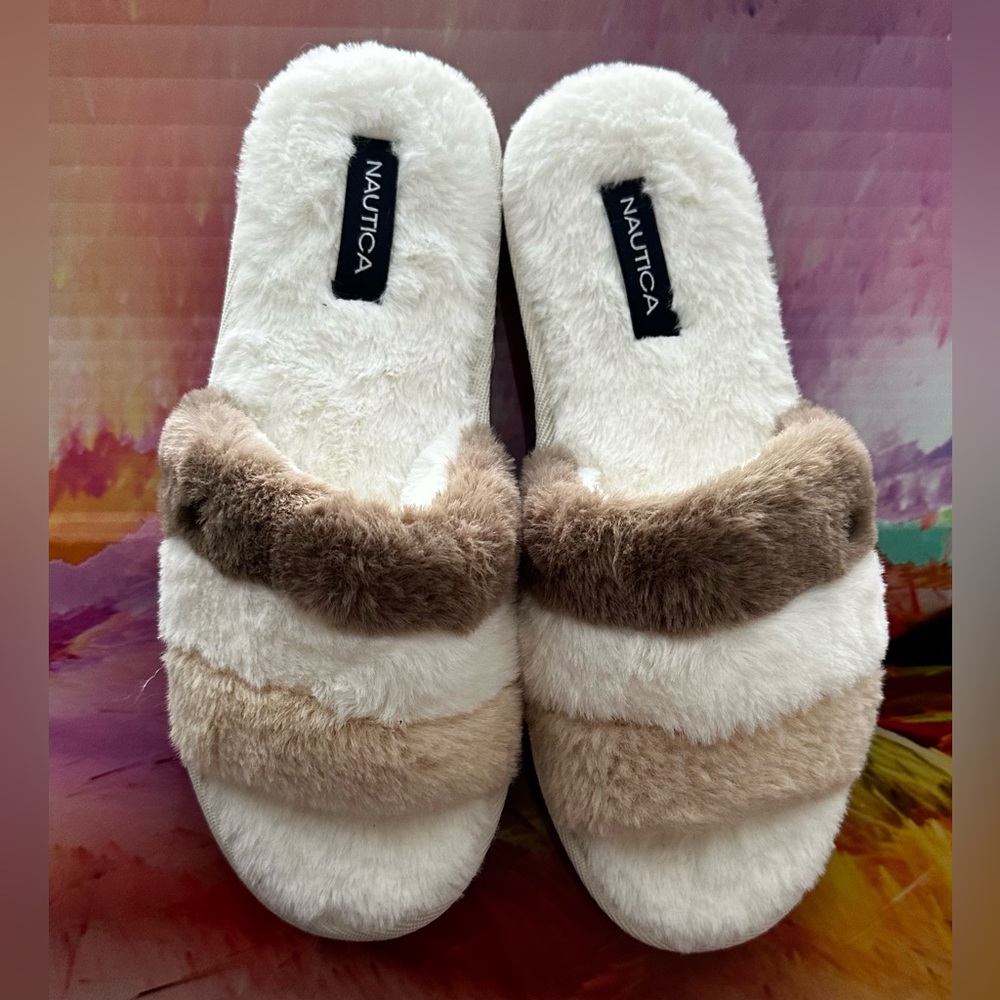 *New*Nautica Chyler Faux Fur Padded Slide Sandals